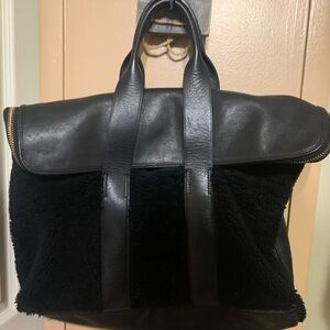 3.1 Phillip Lim Black Leather and Shearling Bag